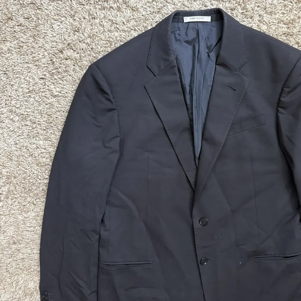 Vintage Armani Collezioni Giorgio Black Wool Suit Jacket Blazer Coat Size 40R